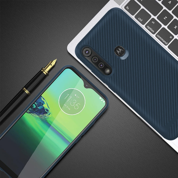 For Motorola Moto G8 Plus Carbon Fiber Texture Shockproof TPU Protective Case