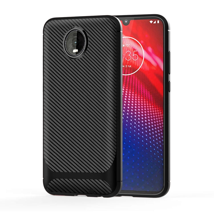 For Motorola Moto Z4 Play / Z4 Carbon Fiber Texture Shockproof TPU Protective Case