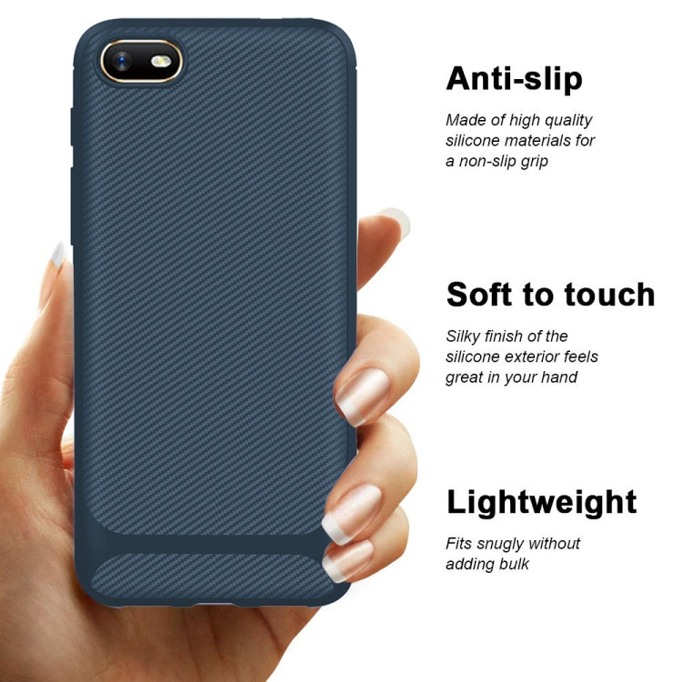 For OPPO A1k / Realme C2 Carbon Fiber Texture Shockproof TPU Protective Case