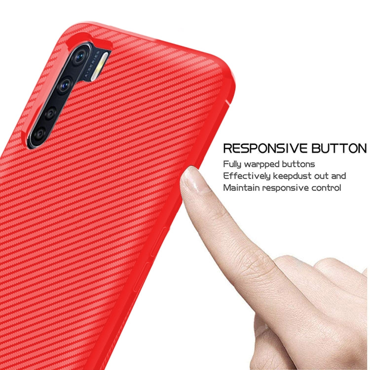 For OPPO A91 / F15 / Reno3 Carbon Fiber Texture Shockproof TPU Protective Case