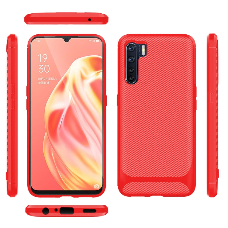 For OPPO A91 / F15 / Reno3 Carbon Fiber Texture Shockproof TPU Protective Case