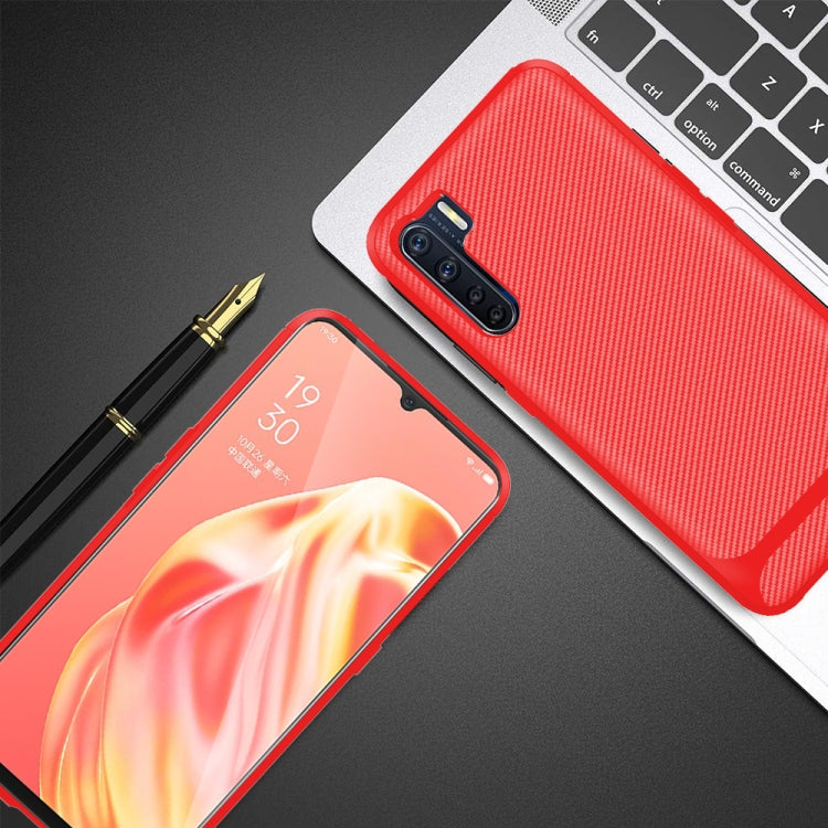 For OPPO A91 / F15 / Reno3 Carbon Fiber Texture Shockproof TPU Protective Case