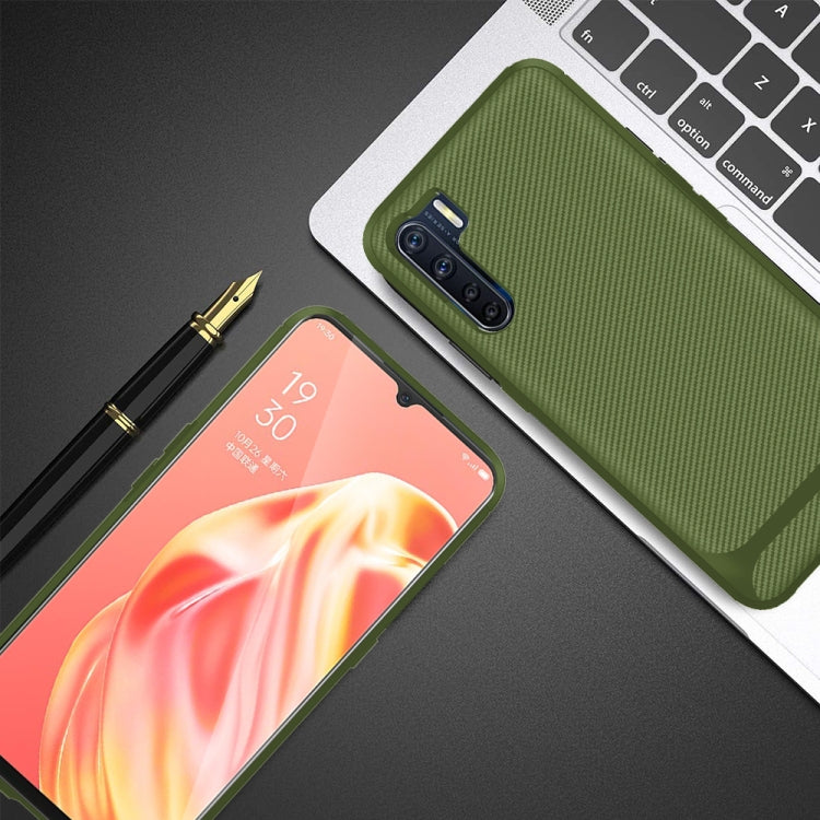 For OPPO A91 / F15 / Reno3 Carbon Fiber Texture Shockproof TPU Protective Case