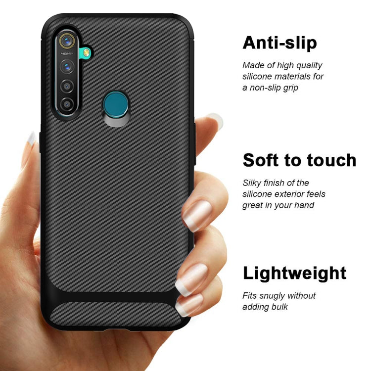 For OPPO Realme Q(China Version) Carbon Fiber Texture Shockproof TPU Protective Case