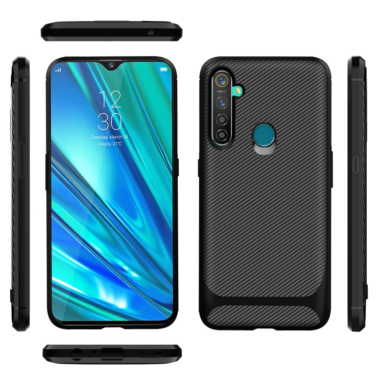 For OPPO Realme Q(China Version) Carbon Fiber Texture Shockproof TPU Protective Case
