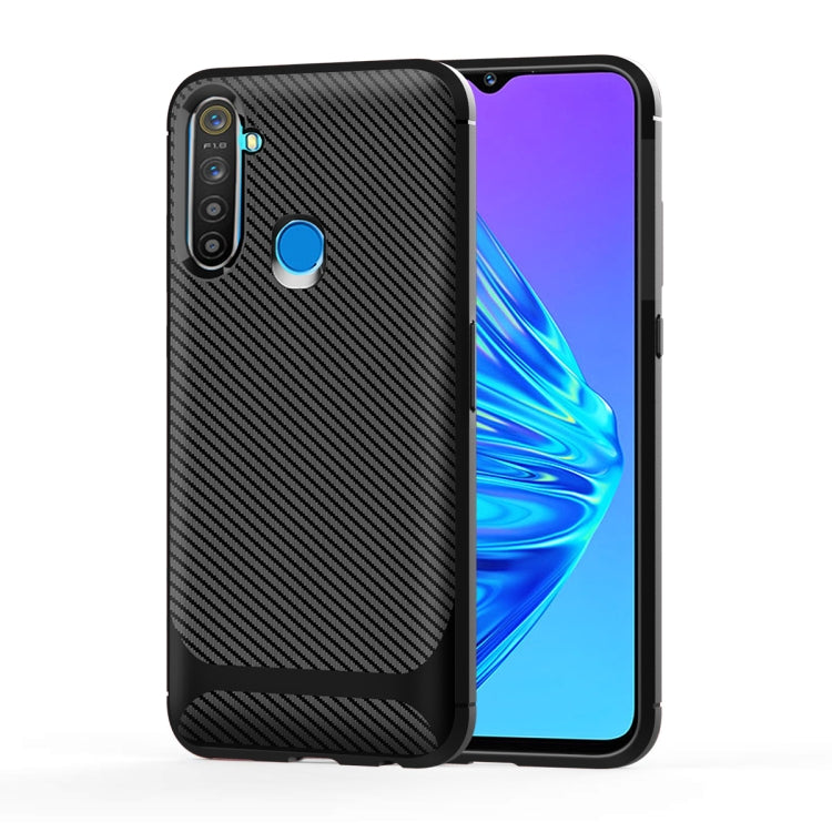 For OPPO Realme 5s Carbon Fiber Texture Shockproof TPU Protective Case