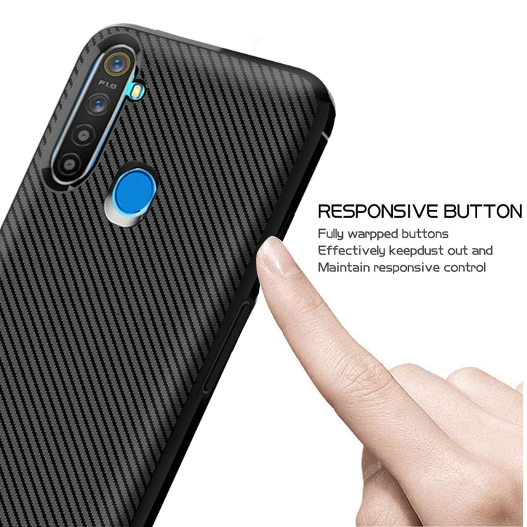 For OPPO Realme 5s Carbon Fiber Texture Shockproof TPU Protective Case