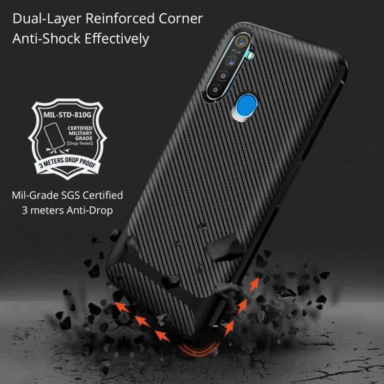 For OPPO Realme 5s Carbon Fiber Texture Shockproof TPU Protective Case