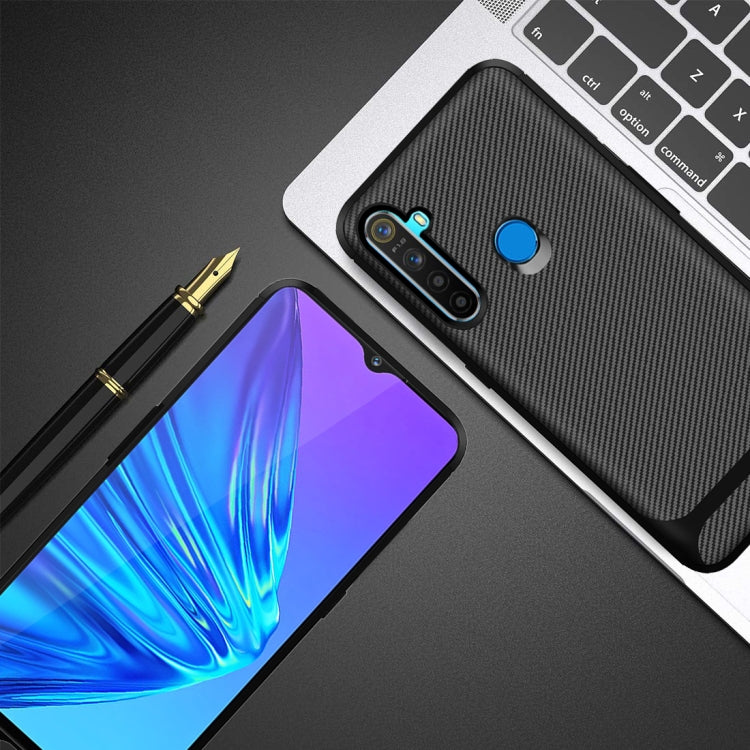 For OPPO Realme 5s Carbon Fiber Texture Shockproof TPU Protective Case