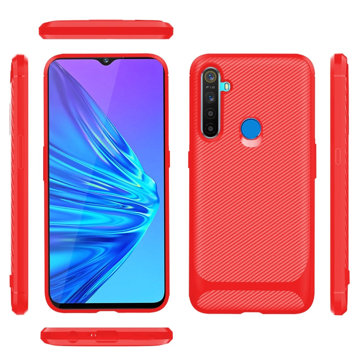 For OPPO Realme 5s Carbon Fiber Texture Shockproof TPU Protective Case