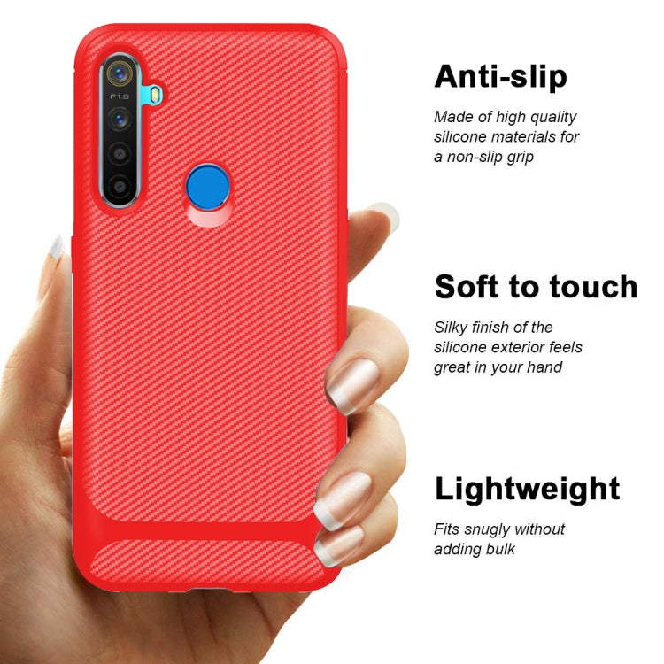 For OPPO Realme 5s Carbon Fiber Texture Shockproof TPU Protective Case
