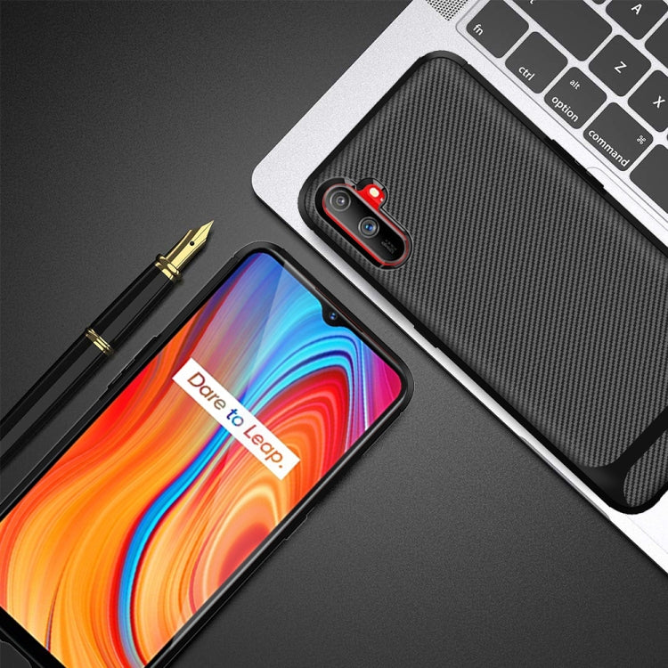 For OPPO Realme C3 Carbon Fiber Texture Shockproof TPU Protective Case