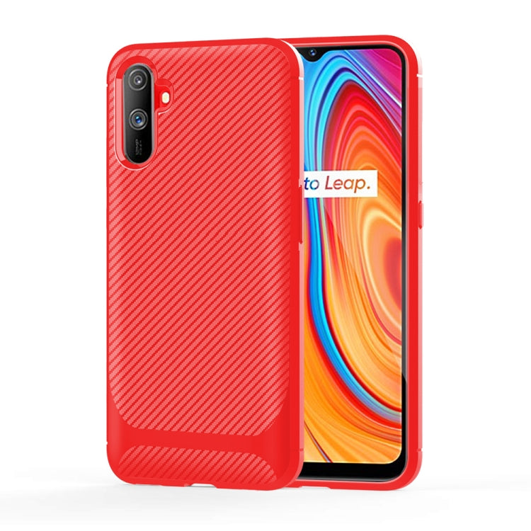 For OPPO Realme C3 Carbon Fiber Texture Shockproof TPU Protective Case