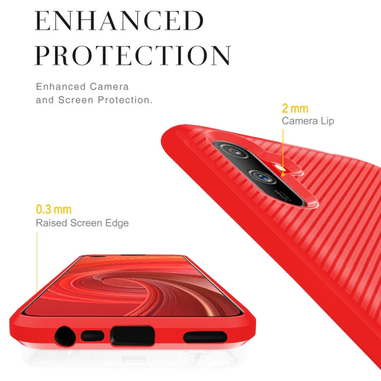 For OPPO Realme C3 Carbon Fiber Texture Shockproof TPU Protective Case