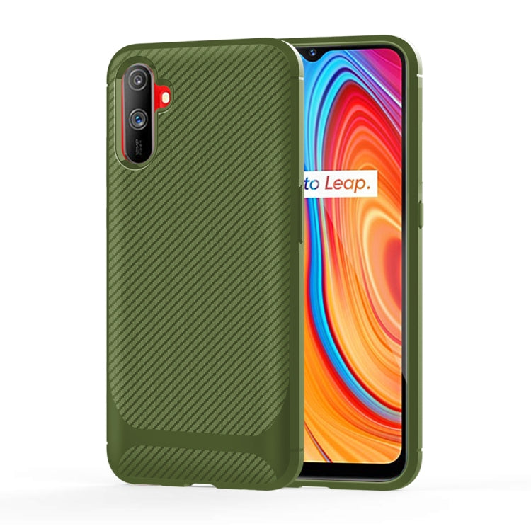 For OPPO Realme C3 Carbon Fiber Texture Shockproof TPU Protective Case