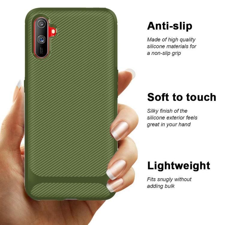 For OPPO Realme C3 Carbon Fiber Texture Shockproof TPU Protective Case
