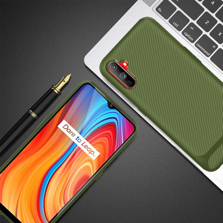 For OPPO Realme C3 Carbon Fiber Texture Shockproof TPU Protective Case
