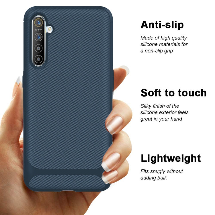 For OPPO Realme XT / X2 / K5 Carbon Fiber Texture Shockproof TPU Protective Case