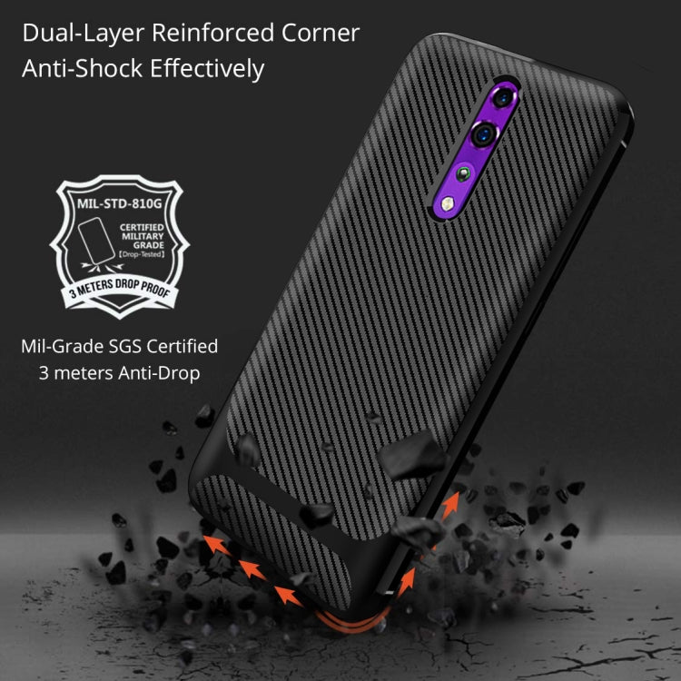For OPPO Reno Z Carbon Fiber Texture Shockproof TPU Protective Case