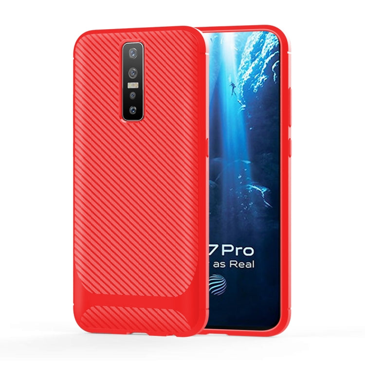 For Vivo V17 Pro Carbon Fiber Texture Shockproof TPU Protective Case