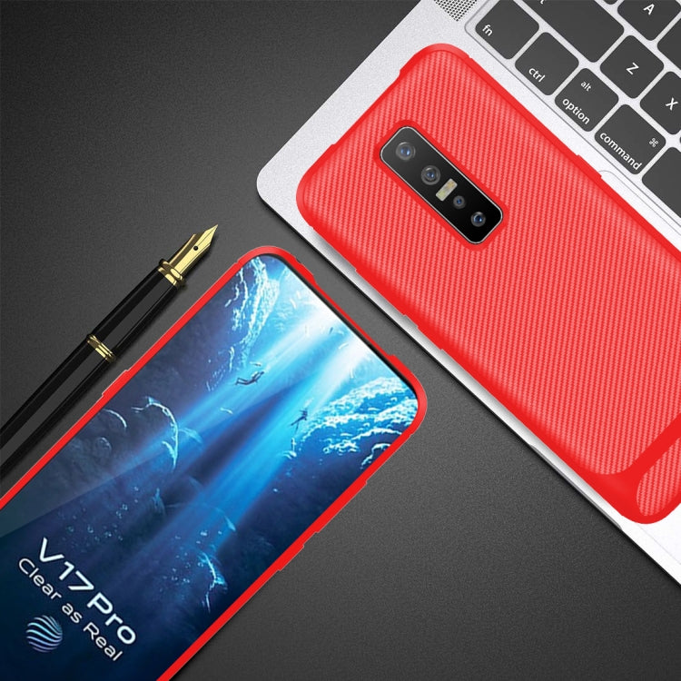 For Vivo V17 Pro Carbon Fiber Texture Shockproof TPU Protective Case
