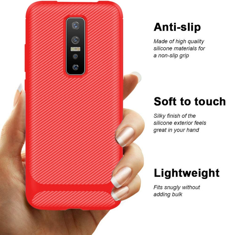 For Vivo V17 Pro Carbon Fiber Texture Shockproof TPU Protective Case