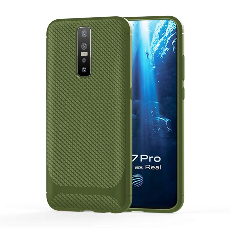 For Vivo V17 Pro Carbon Fiber Texture Shockproof TPU Protective Case