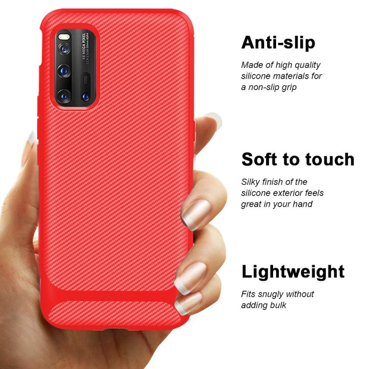 For Vivo IQOO 3 Carbon Fiber Texture Shockproof TPU Protective Case