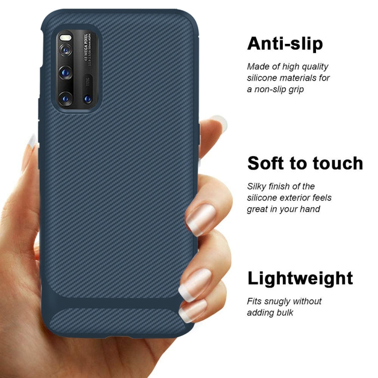For Vivo IQOO 3 Carbon Fiber Texture Shockproof TPU Protective Case