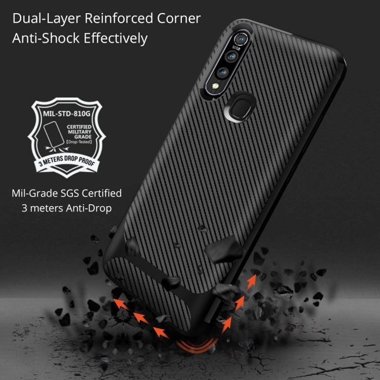 For Vivo Y5s(China Version) Carbon Fiber Texture Shockproof TPU Protective Case