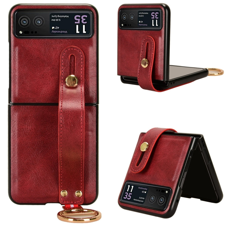 For Motorola Razr 40 Wristband Leather Back Phone Case