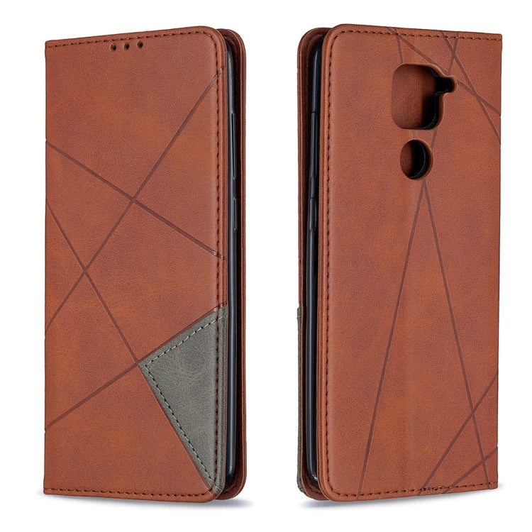 For Xiaomi Redmi Note 9 Rhombus Texture Horizontal Flip Magnetic Leather Case with Holder & Card Slots & Wallet