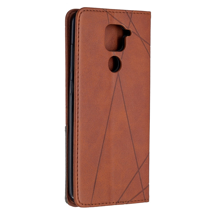 For Xiaomi Redmi Note 9 Rhombus Texture Horizontal Flip Magnetic Leather Case with Holder & Card Slots & Wallet
