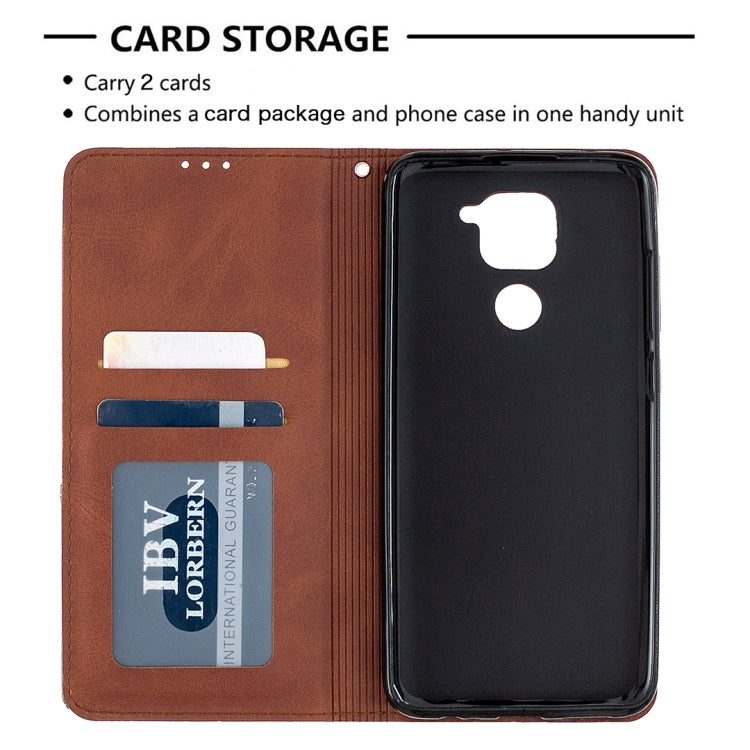 For Xiaomi Redmi Note 9 Rhombus Texture Horizontal Flip Magnetic Leather Case with Holder & Card Slots & Wallet