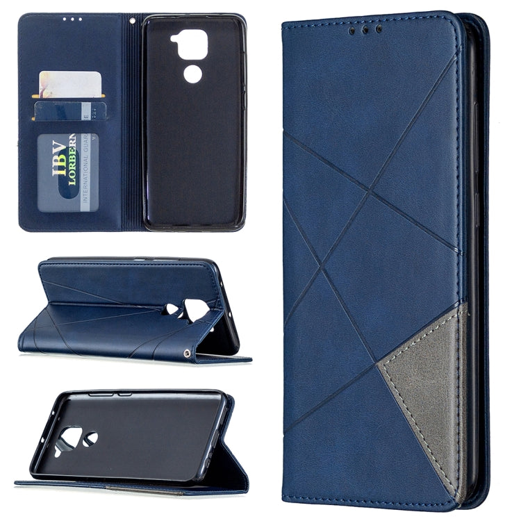 For Xiaomi Redmi Note 9 Rhombus Texture Horizontal Flip Magnetic Leather Case with Holder & Card Slots & Wallet