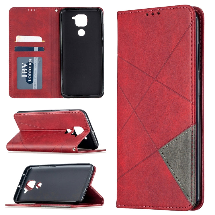 For Xiaomi Redmi Note 9 Rhombus Texture Horizontal Flip Magnetic Leather Case with Holder & Card Slots & Wallet