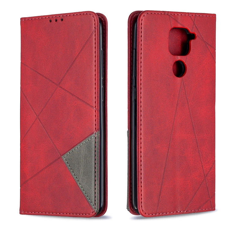 For Xiaomi Redmi Note 9 Rhombus Texture Horizontal Flip Magnetic Leather Case with Holder & Card Slots & Wallet