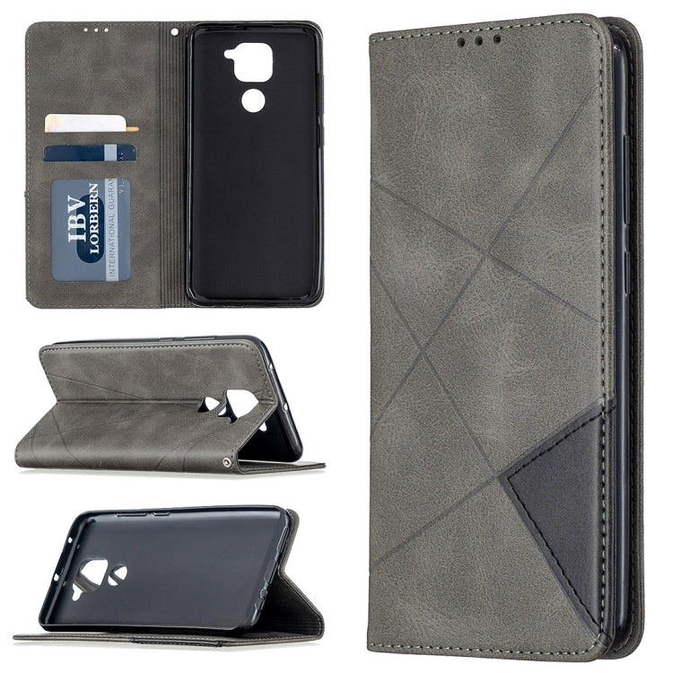 For Xiaomi Redmi Note 9 Rhombus Texture Horizontal Flip Magnetic Leather Case with Holder & Card Slots & Wallet