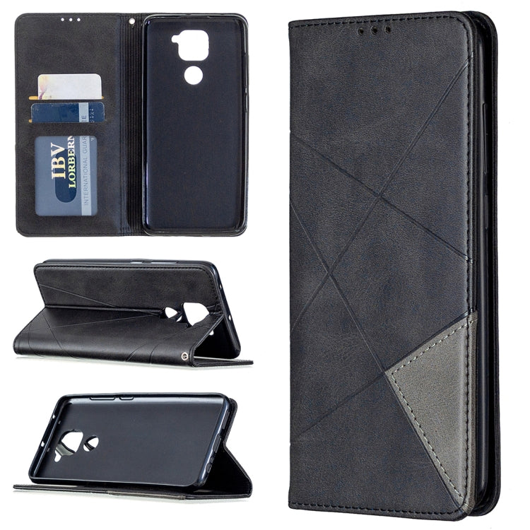 For Xiaomi Redmi Note 9 Rhombus Texture Horizontal Flip Magnetic Leather Case with Holder & Card Slots & Wallet
