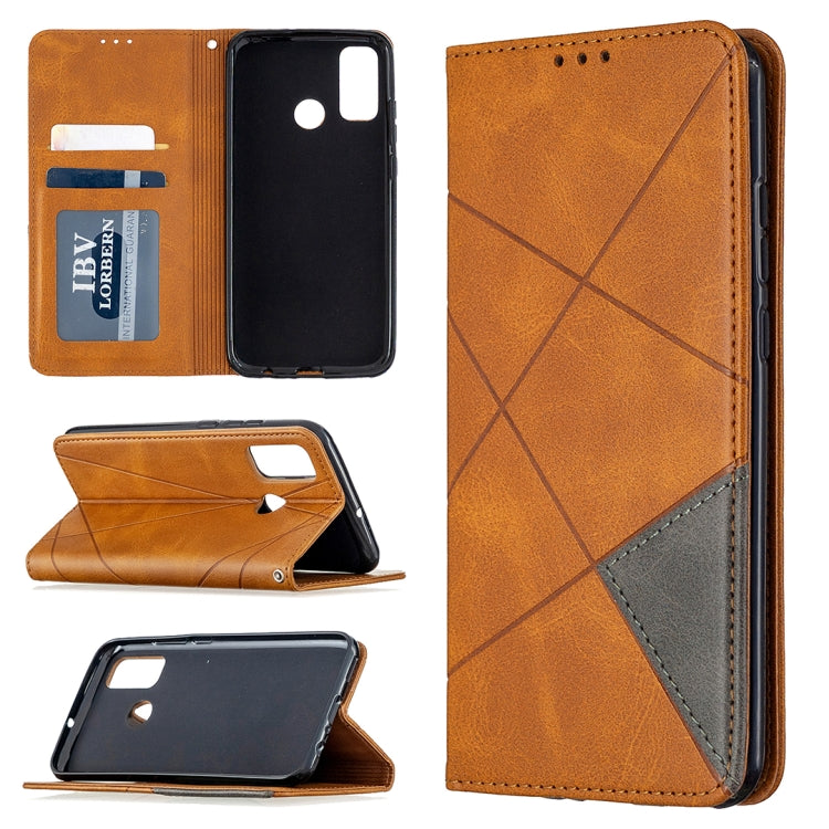 For Huawei P smart 2020 Rhombus Texture Horizontal Flip Magnetic Leather Case with Holder & Card Slots & Wallet