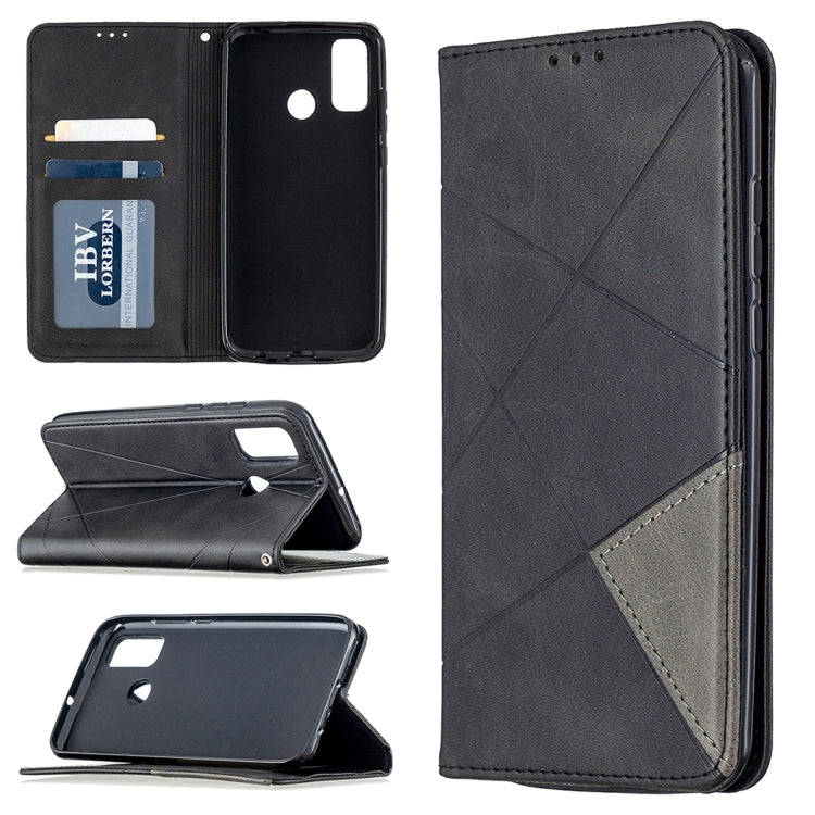 For Huawei P smart 2020 Rhombus Texture Horizontal Flip Magnetic Leather Case with Holder & Card Slots & Wallet