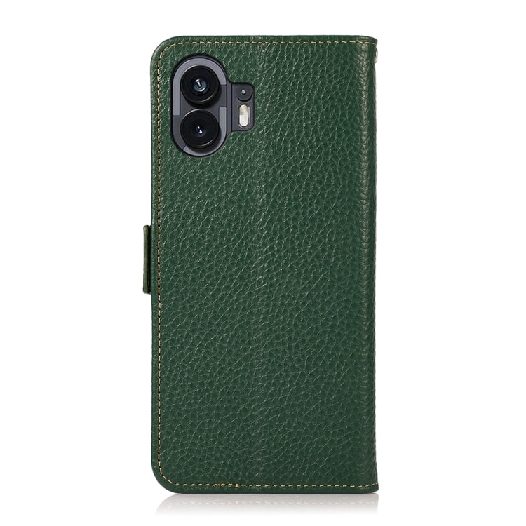 For Nothing Phone 2 KHAZNEH Side-Magnetic Litchi Genuine Leather RFID Phone Case