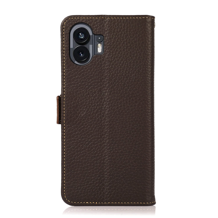 For Nothing Phone 2 KHAZNEH Side-Magnetic Litchi Genuine Leather RFID Phone Case
