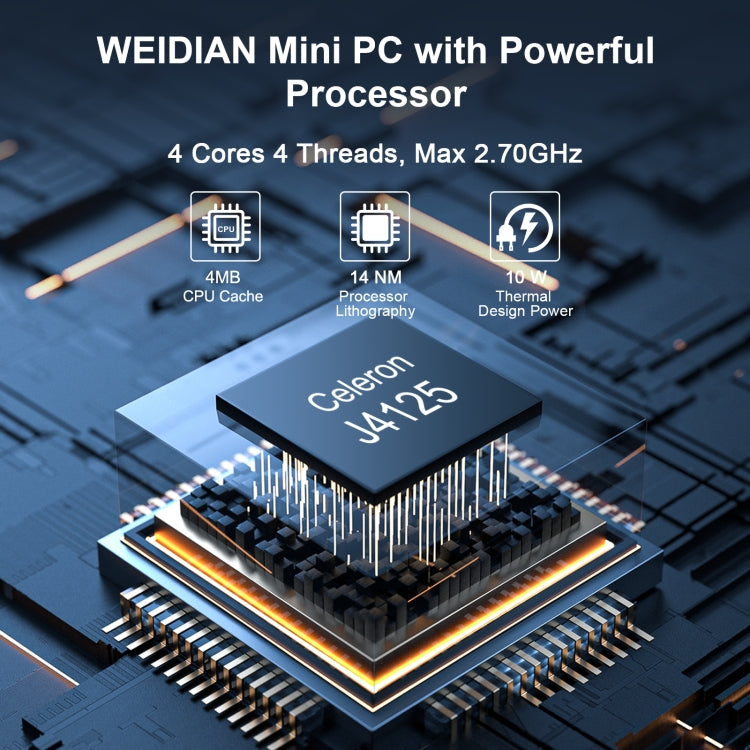HYSTOU PO9B-J4125-6L Embedded Intel Celeron J4125 Processor Six Network Ports Mini Host, Specification: