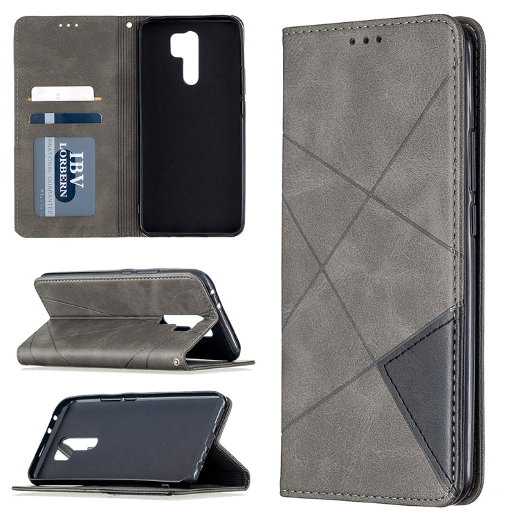 For Xiaomi Redmi 9 Rhombus Texture Horizontal Flip Magnetic Leather Case with Holder & Card Slots & Wallet