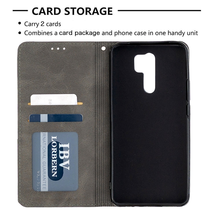 For Xiaomi Redmi 9 Rhombus Texture Horizontal Flip Magnetic Leather Case with Holder & Card Slots & Wallet