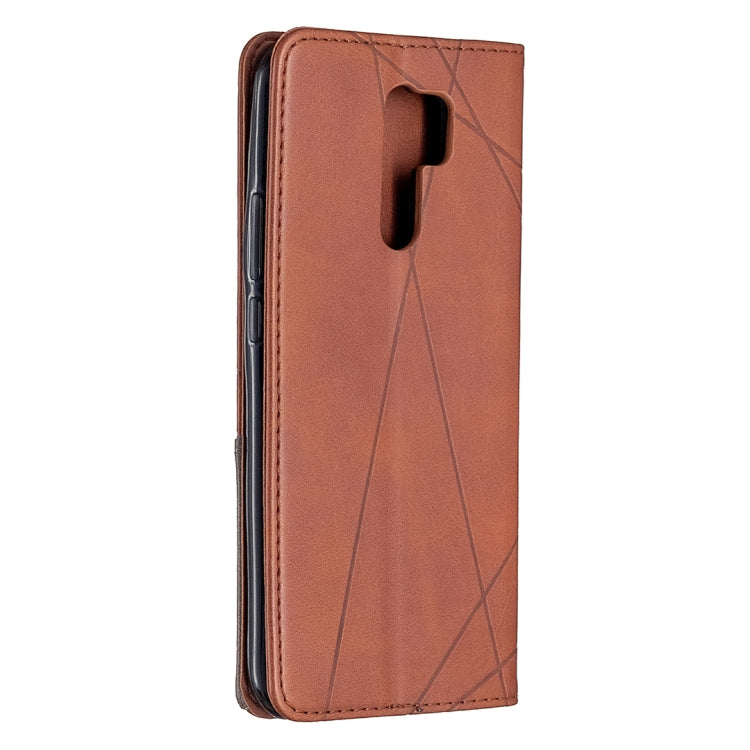 For Xiaomi Redmi 9 Rhombus Texture Horizontal Flip Magnetic Leather Case with Holder & Card Slots & Wallet