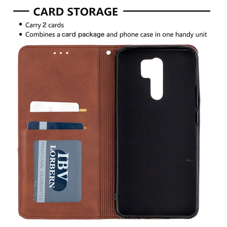 For Xiaomi Redmi 9 Rhombus Texture Horizontal Flip Magnetic Leather Case with Holder & Card Slots & Wallet