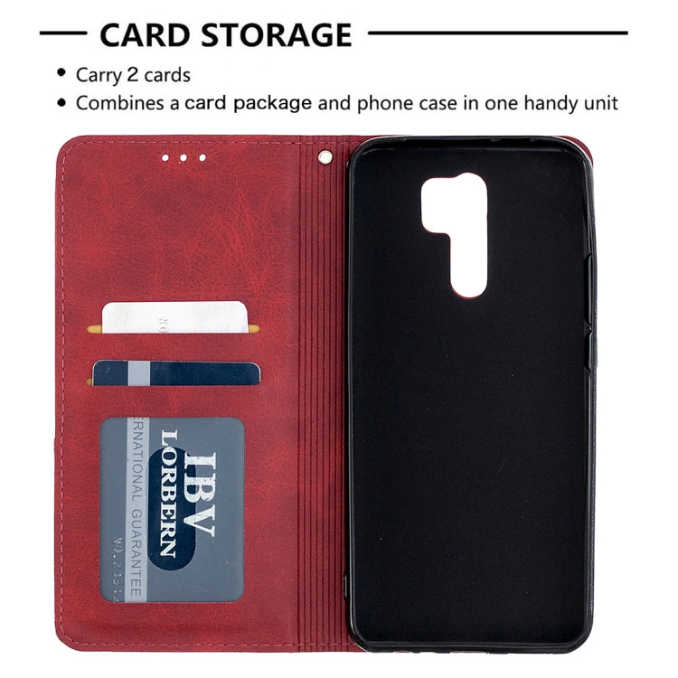 For Xiaomi Redmi 9 Rhombus Texture Horizontal Flip Magnetic Leather Case with Holder & Card Slots & Wallet
