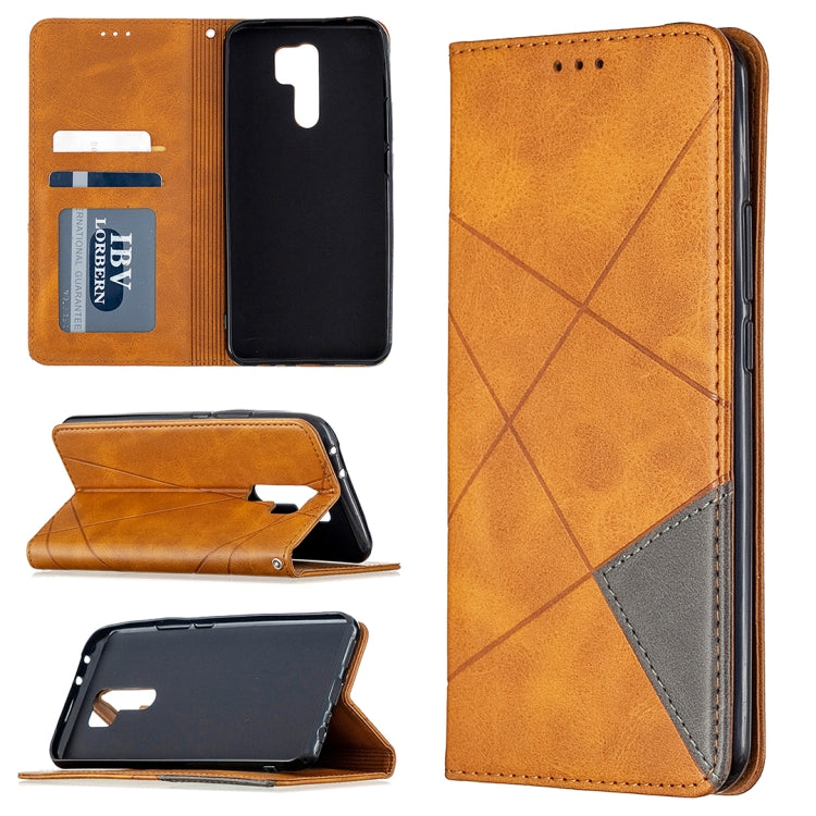For Xiaomi Redmi 9 Rhombus Texture Horizontal Flip Magnetic Leather Case with Holder & Card Slots & Wallet